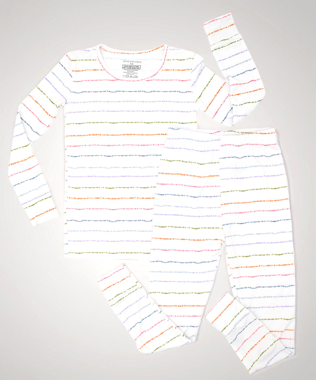 Confetti Stripe two-piece bamboo toddler pajama set featuring soft colorful stripes