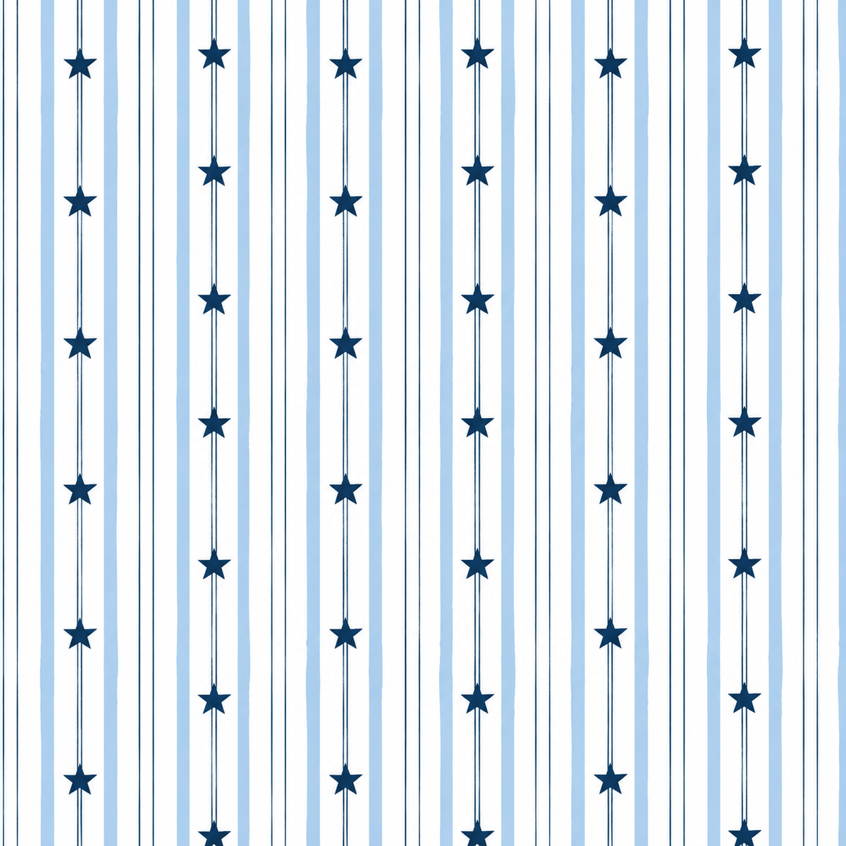 North Star blue and white striped bamboo pajama pattern with navy stars for baby, toddler and kids holiday pajamas.