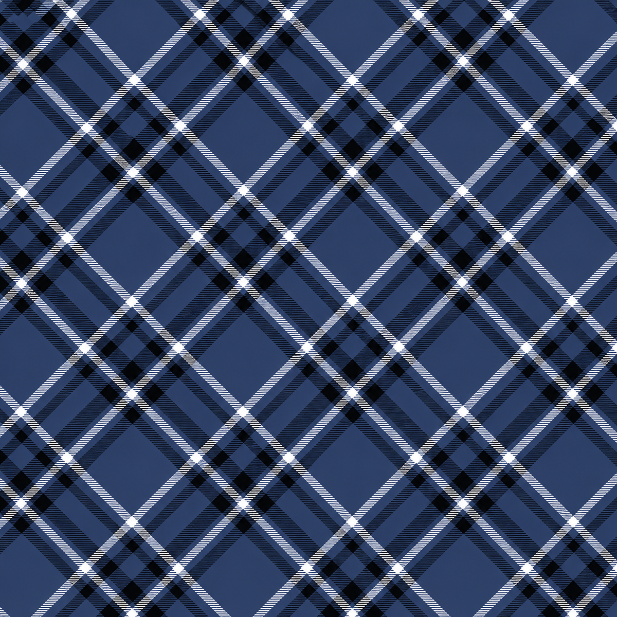 Midnight Plaid navy blue bamboo pajama print with classic white and dark navy plaid pattern by Shae & Palmer.