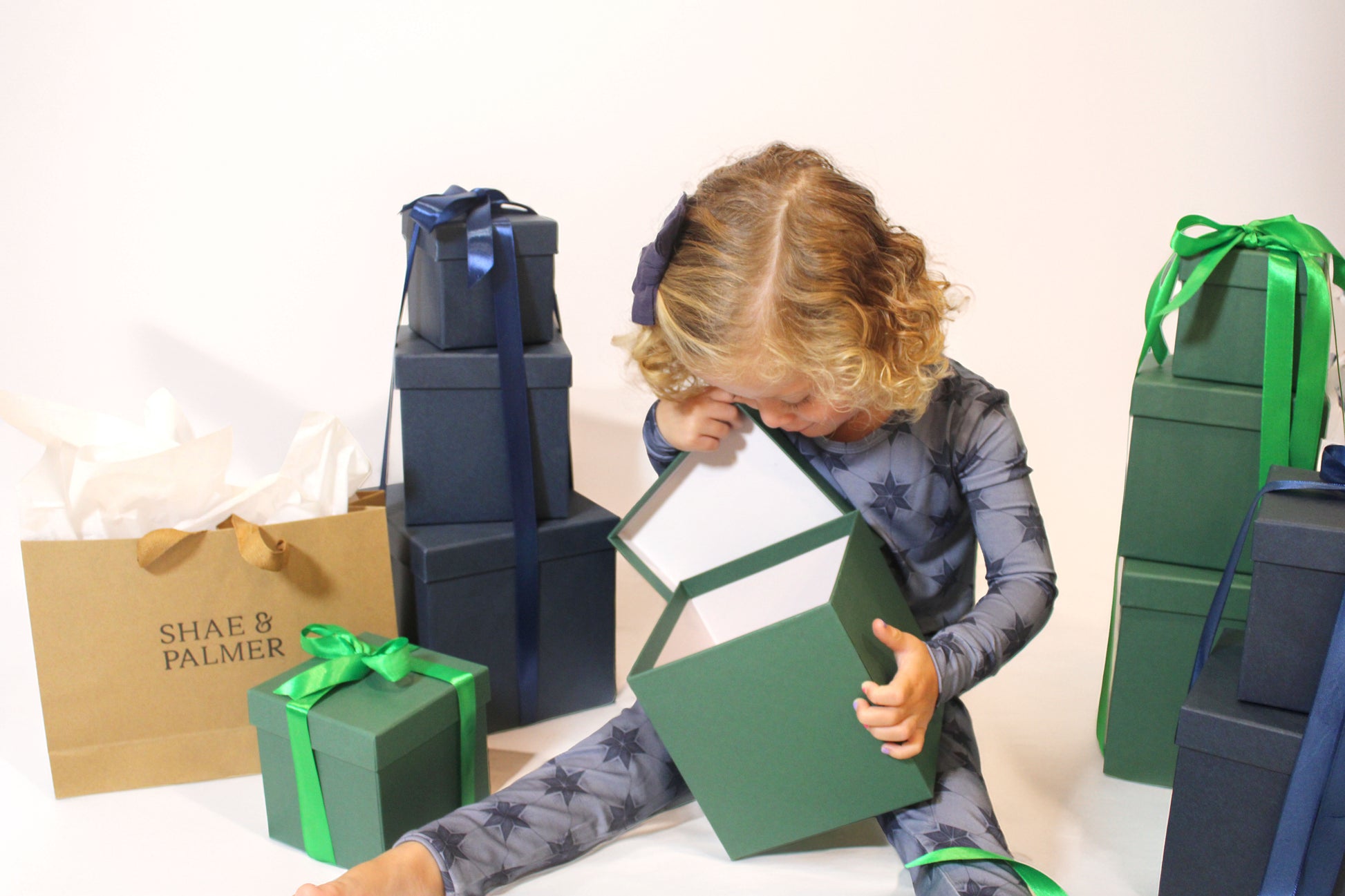 Winter blue bamboo toddler pajamas by Shae & Palmer — festive, comfortable, and the perfect holiday gift for Christmas or Hanukkah celebrations.