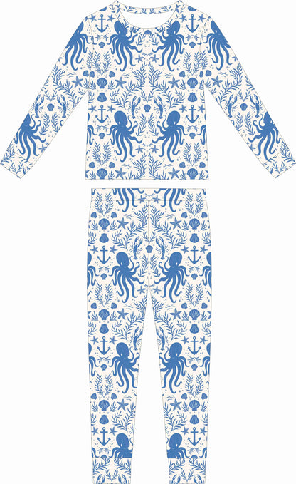 NEW! Hidden Ocean Treasure - Blue – Kids Two-Piece Pajama