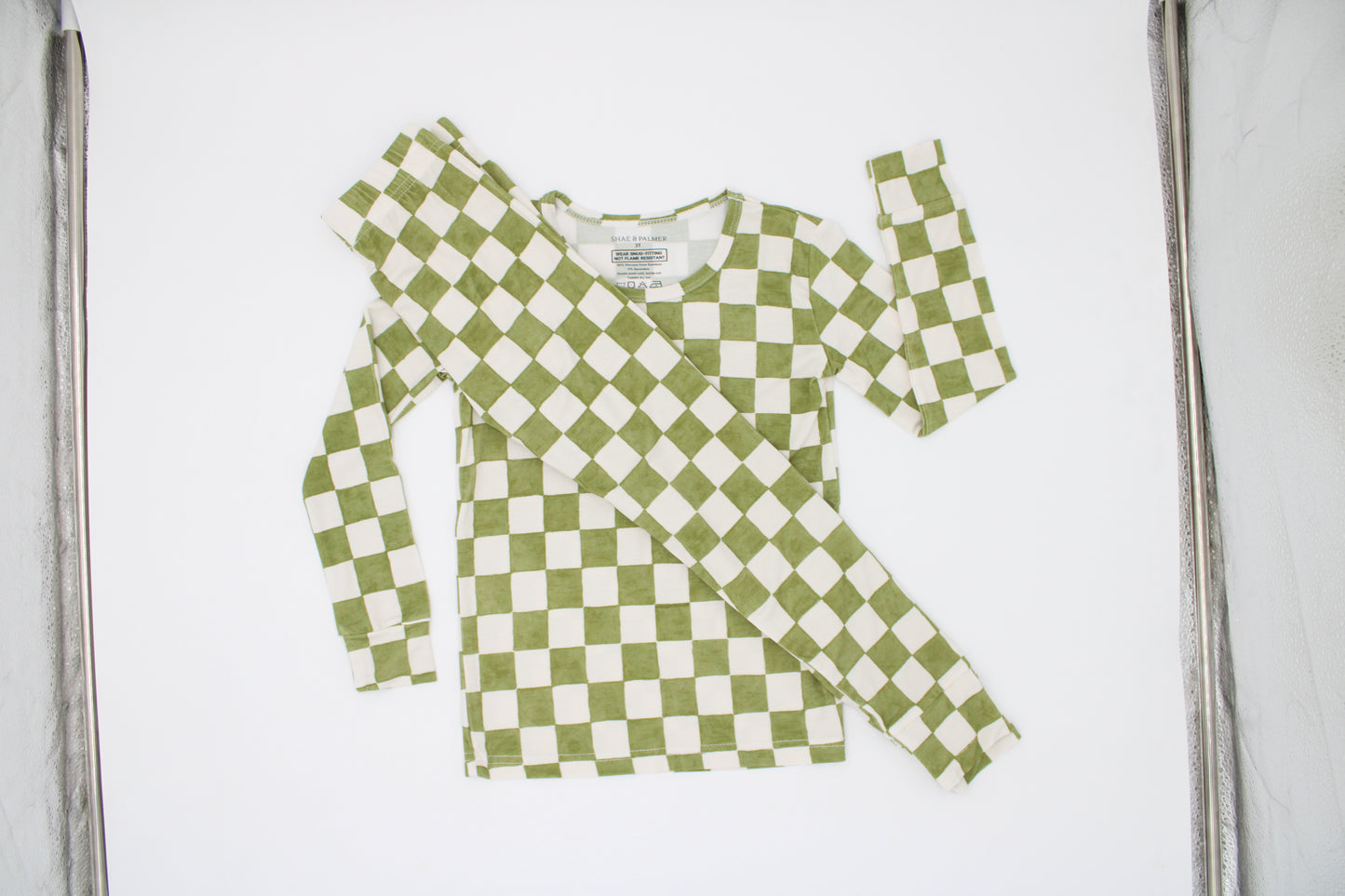 Orchard Checkered Collection | Toddler Two-Piece Bamboo Pajamas - Green