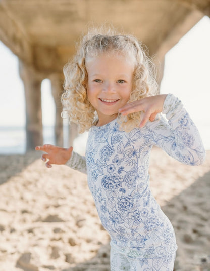 Botanical Collection | Big Kids Two-Piece Bamboo Pajamas - Infinity Blue