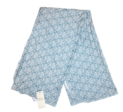 Luxury bamboo baby blanket by Shae & Palmer featuring the Runway print in Stone Blue — ideal for gifting, lounging, or adding a touch of modern style to the nursery.