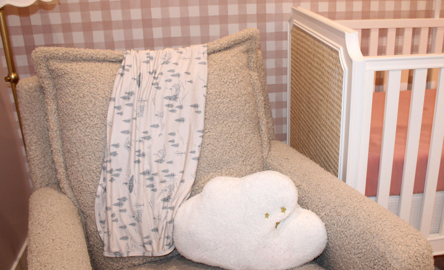 Luxury bamboo baby blanket from the Winterdream Collection by Shae & Palmer — lightweight, eco-friendly, and ideal for swaddling or stroller snuggles.