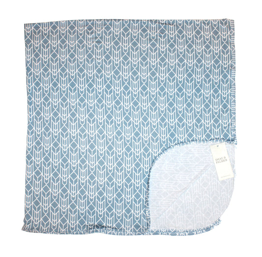 Shae & Palmer Runway baby blanket in Stone Blue — modern geometric bamboo design that’s soft, breathable, and perfect for cozy winter snuggles.