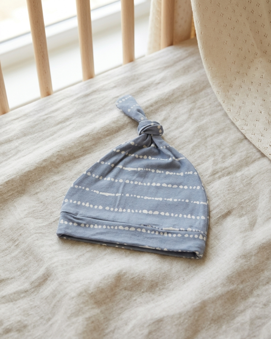 Blue Raspberry bamboo newborn baby hat with fruit-inspired print