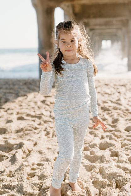 Colorful lime bamboo toddler pajamas with gemstone-inspired geometric print — Shae & Palmer Gemstone Collection, soft and breathable sleepwear for stylish babies and toddlers.