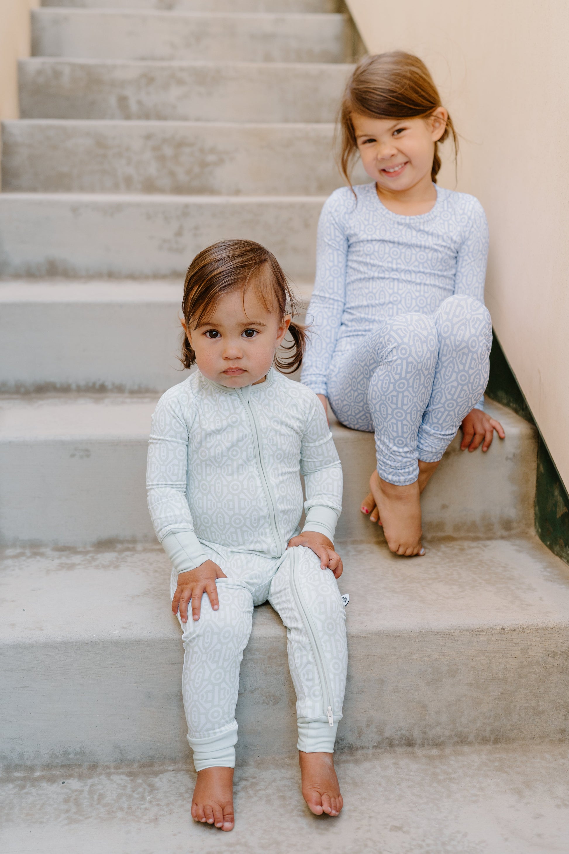 Colorful bamboo toddler pajamas with gemstone-inspired geometric print — Shae & Palmer Gemstone Collection, soft and breathable sleepwear for stylish babies and toddlers.