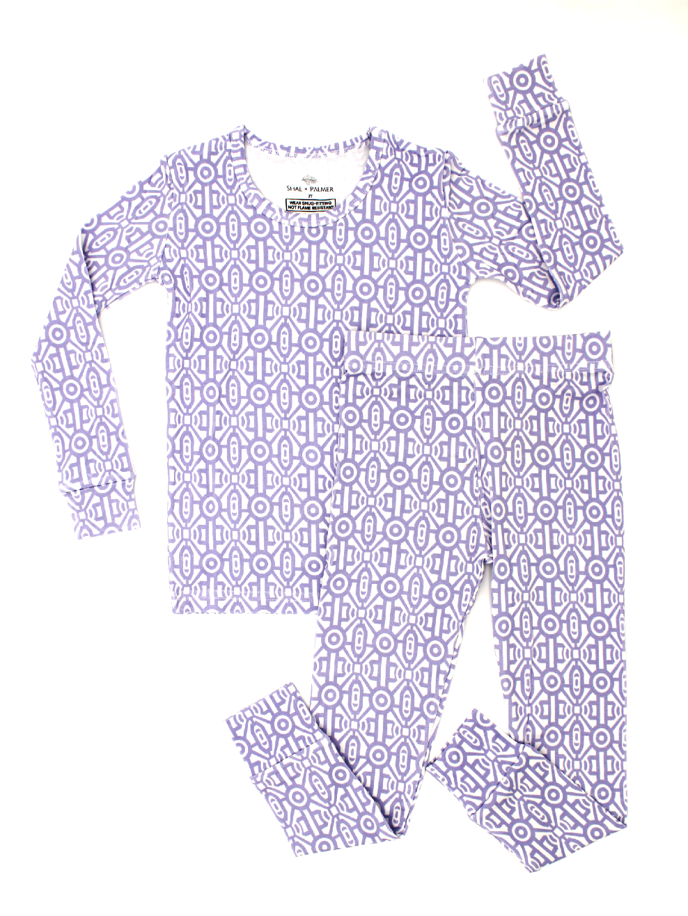 Shae & Palmer Gemstone Collection kids two-piece bamboo pajama set in lavender, featuring sustainable fabric, a soft gemstone-inspired design, and a cozy modern fit for toddlers and young children.