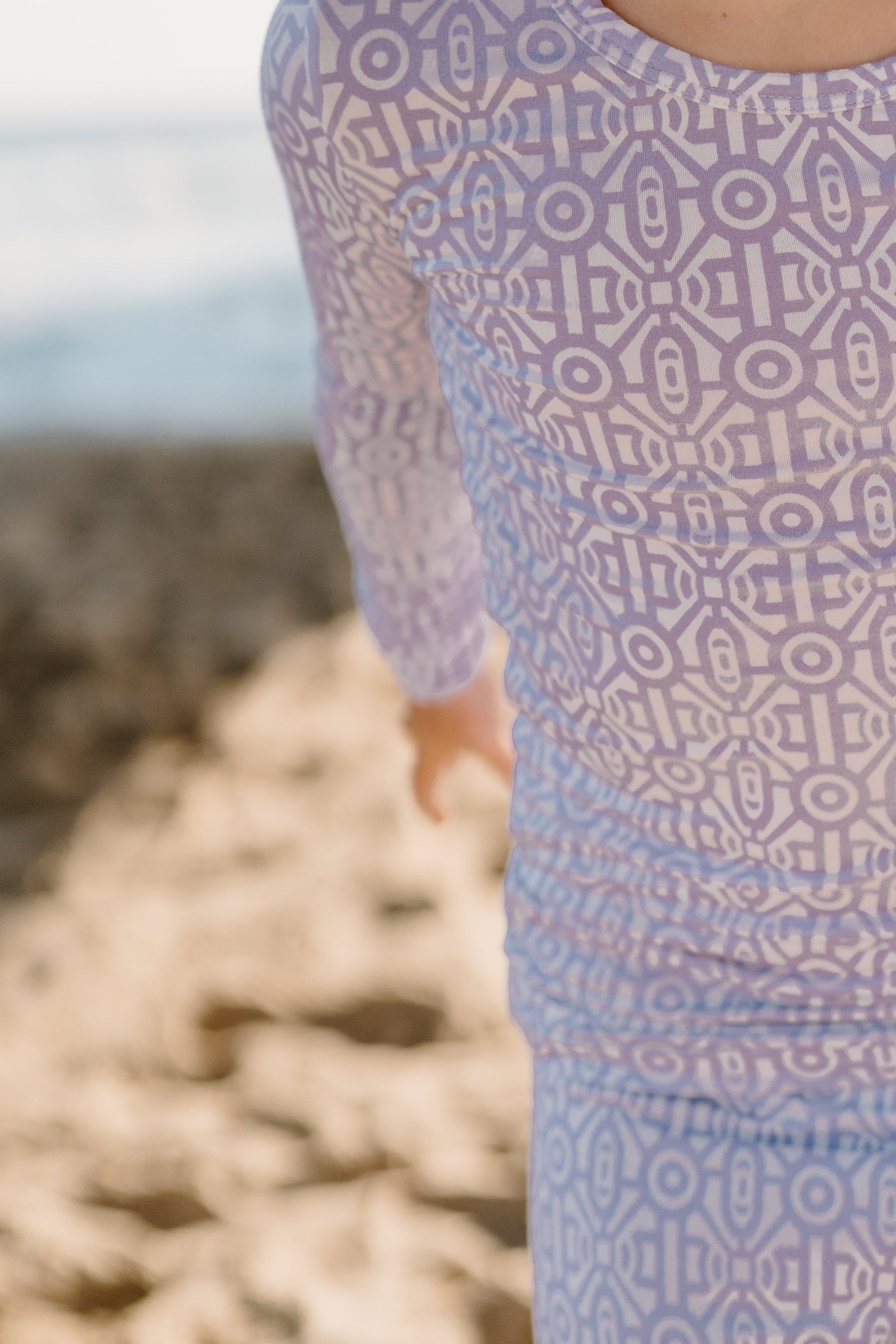 Shae & Palmer Gemstone Collection — bamboo toddler pajamas in lavender geometric print. Soft, breathable two-piece sleepwear set for baby and toddler girls, designed for comfort and style.