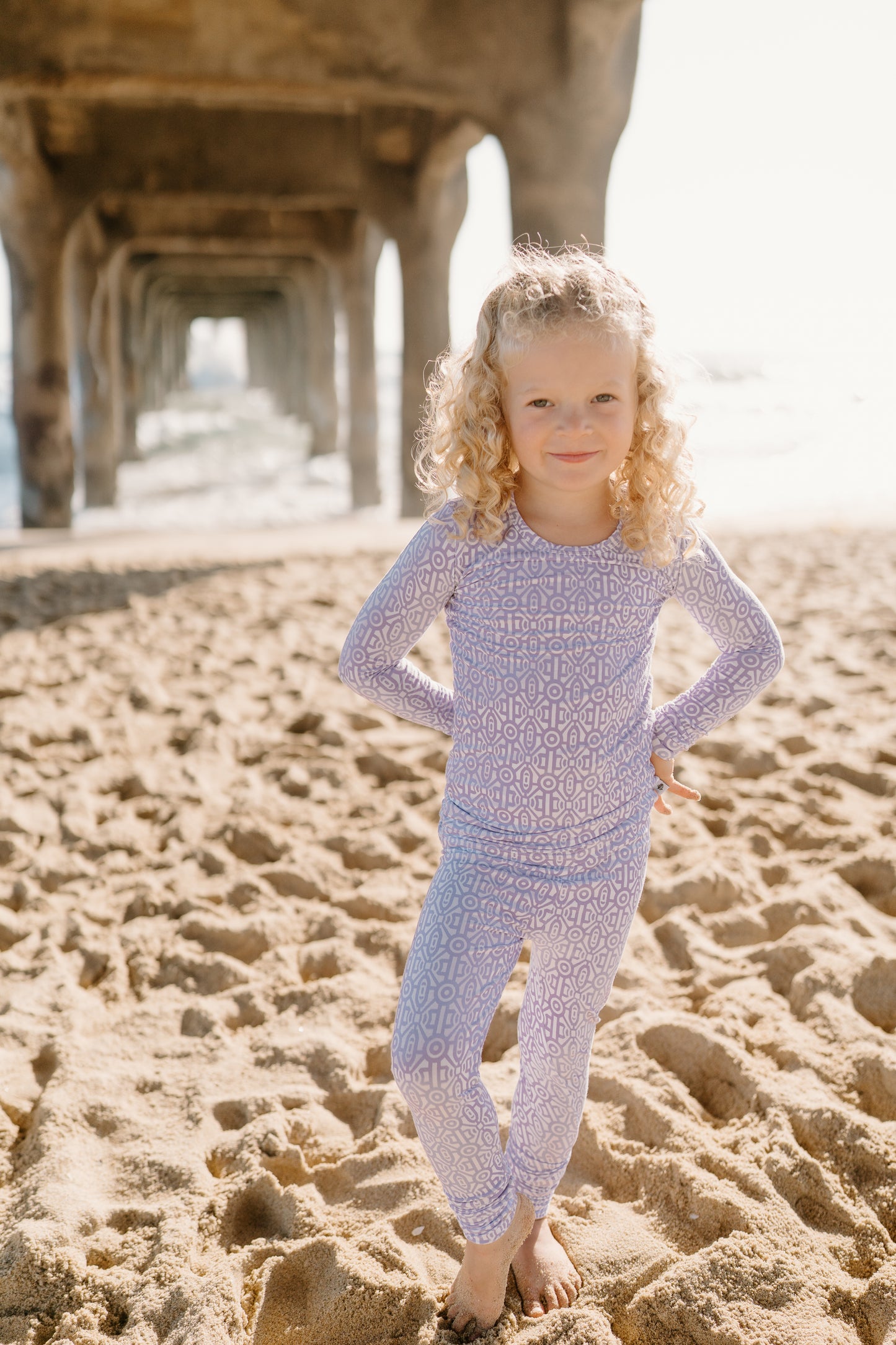 Colorful lavender bamboo toddler pajamas with gemstone-inspired geometric print — Shae & Palmer Gemstone Collection, soft and breathable sleepwear for stylish babies and toddlers