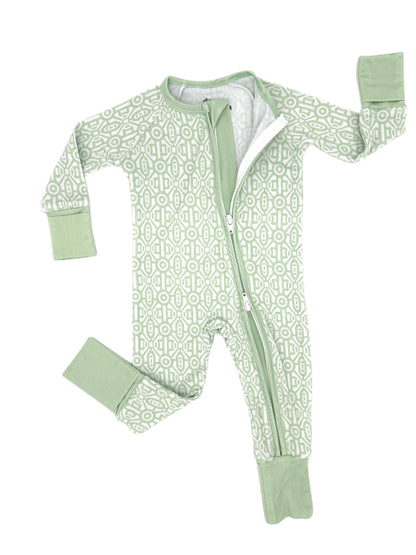 Eco-friendly lime gemstone bamboo kids two-piece pajamas from Shae & Palmer, offering buttery-soft fabric, a bold gemstone print, and sustainable materials for stylish children’s sleepwear.