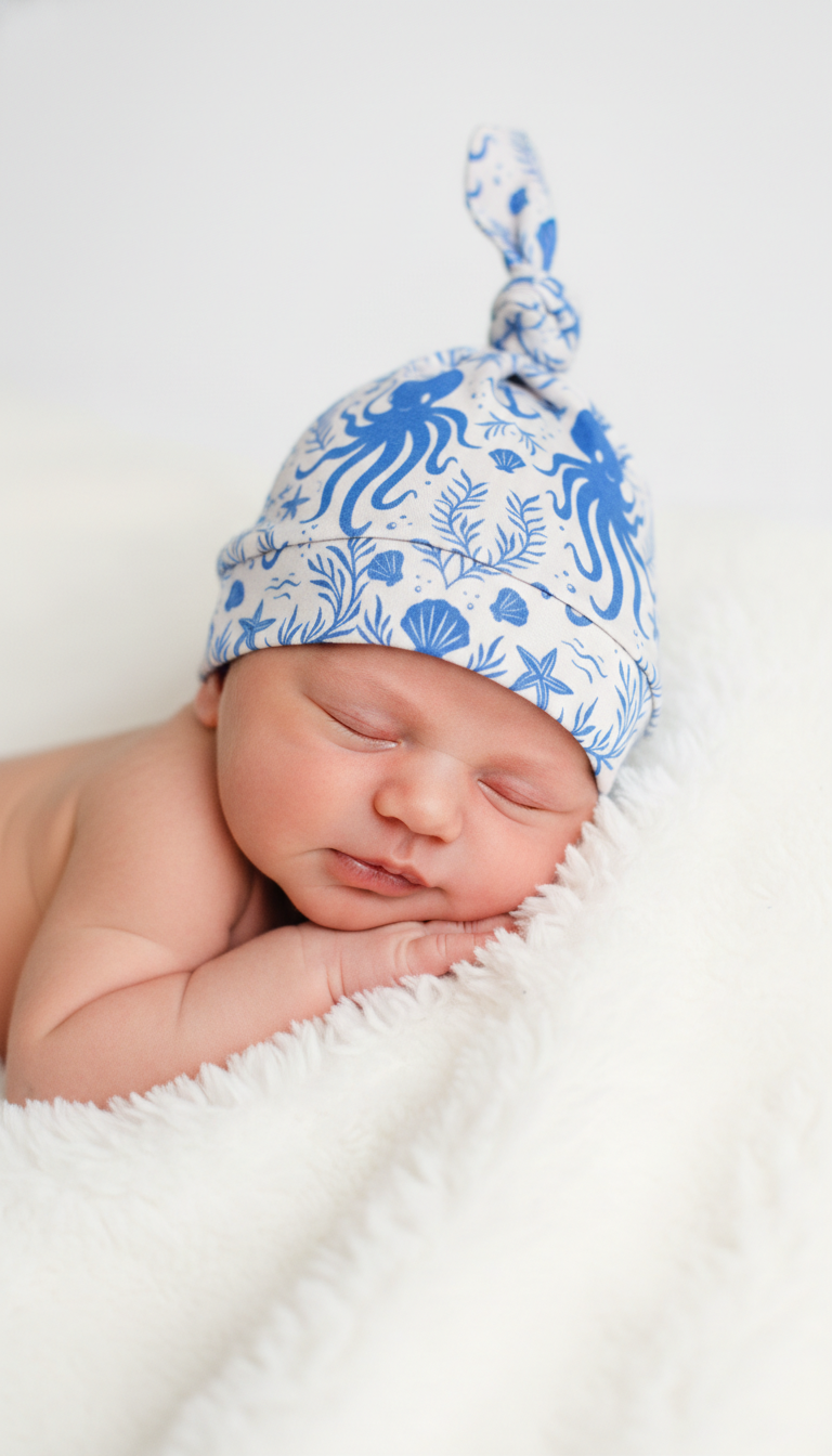 Hidden Ocean Treasures Collection | Bamboo Baby Hat - Blue