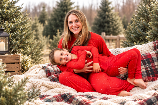 Ruby Dot women's red bamboo Christmas matching pajamas for holiday family sleepwear