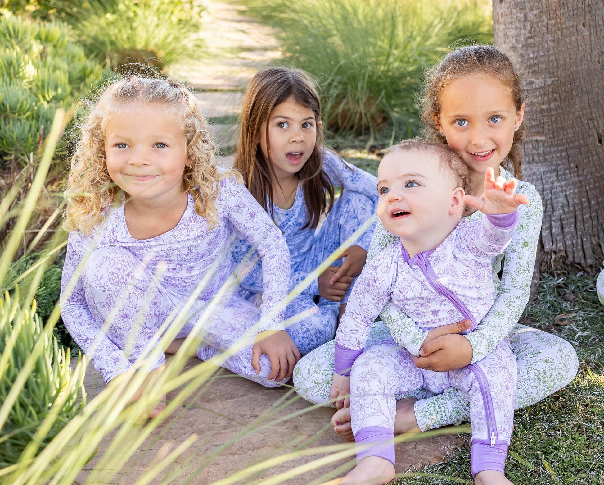 Botanical Lavender bamboo baby romper by Shae & Palmer featuring a delicate floral print, ultra-soft, breathable, and temperature-regulating sleepwear for babies