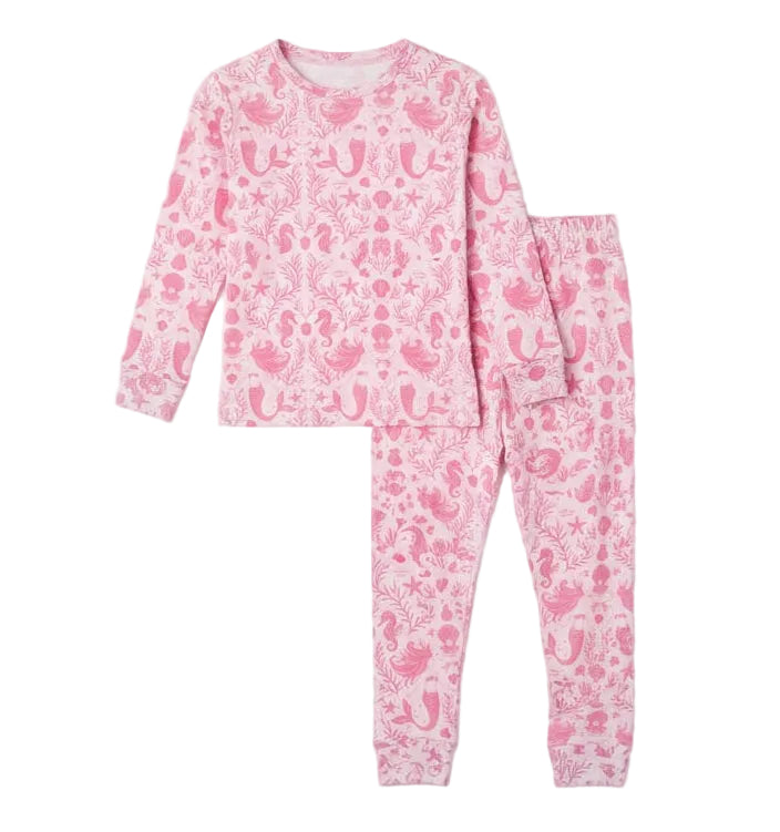 Temperature-regulating bamboo toddler sleepwear in exclusive Mermaid Cove print by Shae & Palmer.