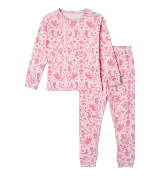 Temperature-regulating bamboo toddler sleepwear in exclusive Mermaid Cove print by Shae & Palmer.