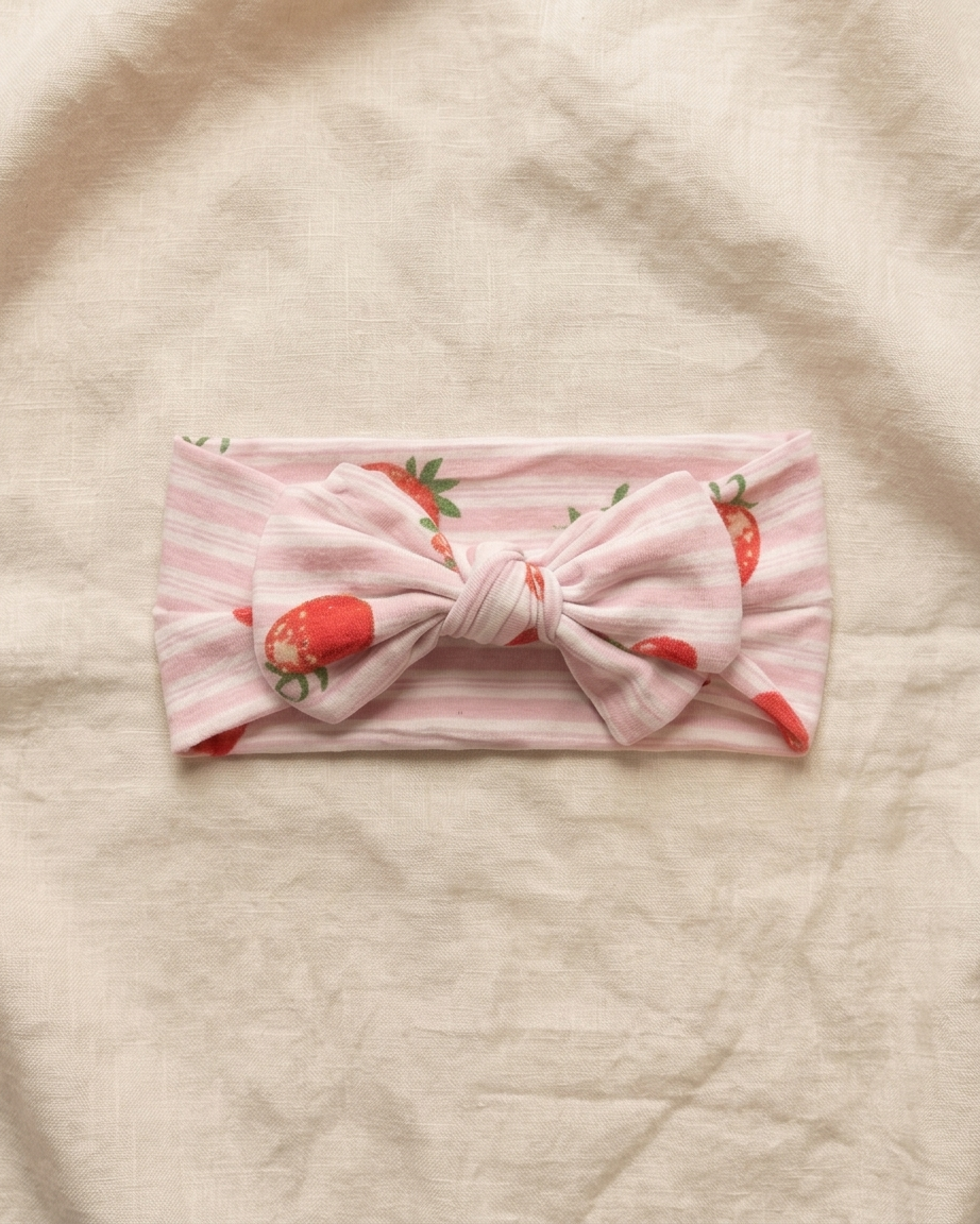 Strawberry Fields bamboo baby headband for sweet matching moments