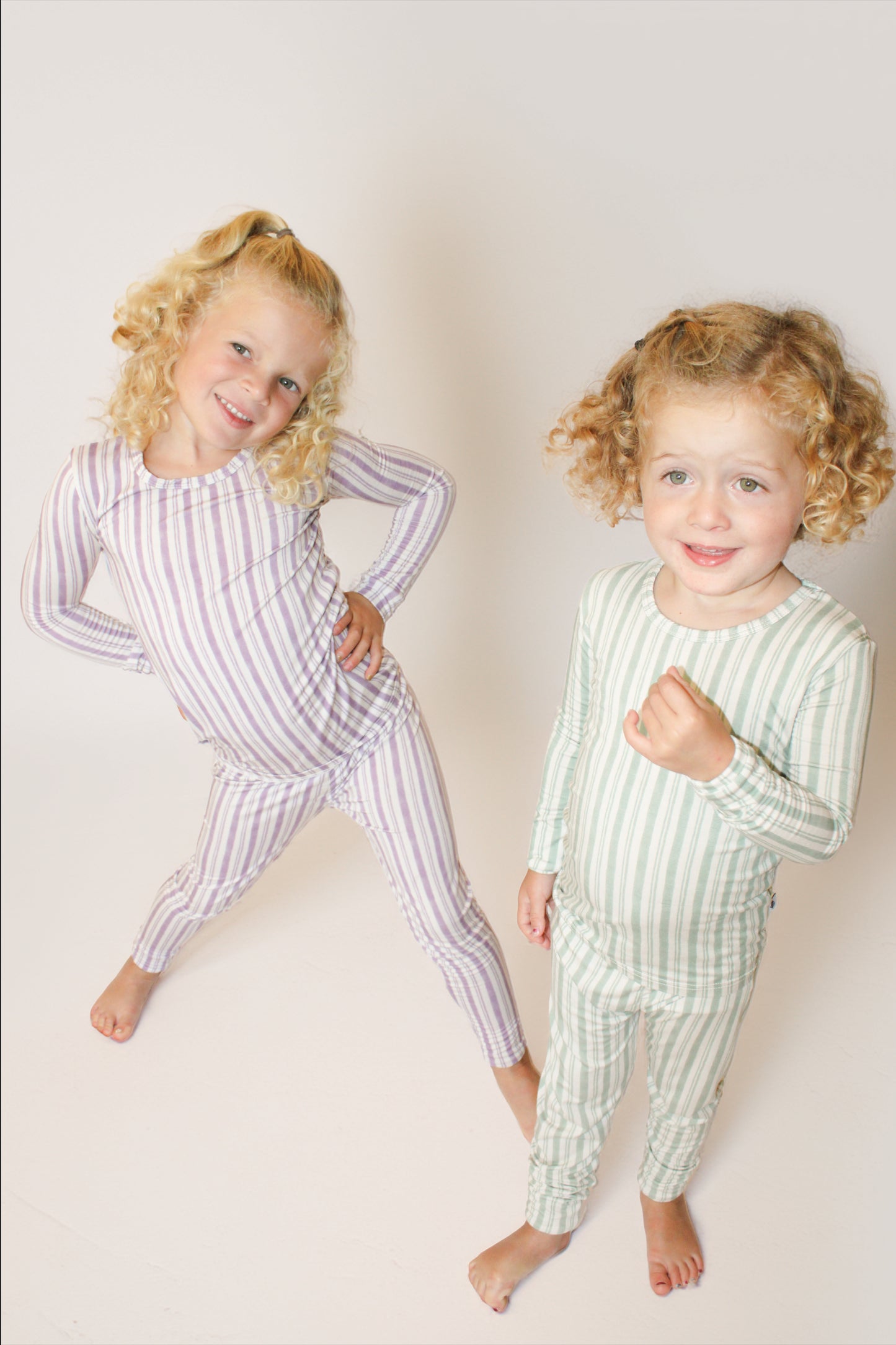 Shae & Palmer Studio Stripe Collection, bamboo toddler pajamas in Purple Haze. Ultra-soft, breathable two-piece pajama set for baby and toddler, perfect for cozy sleep and all-day play.