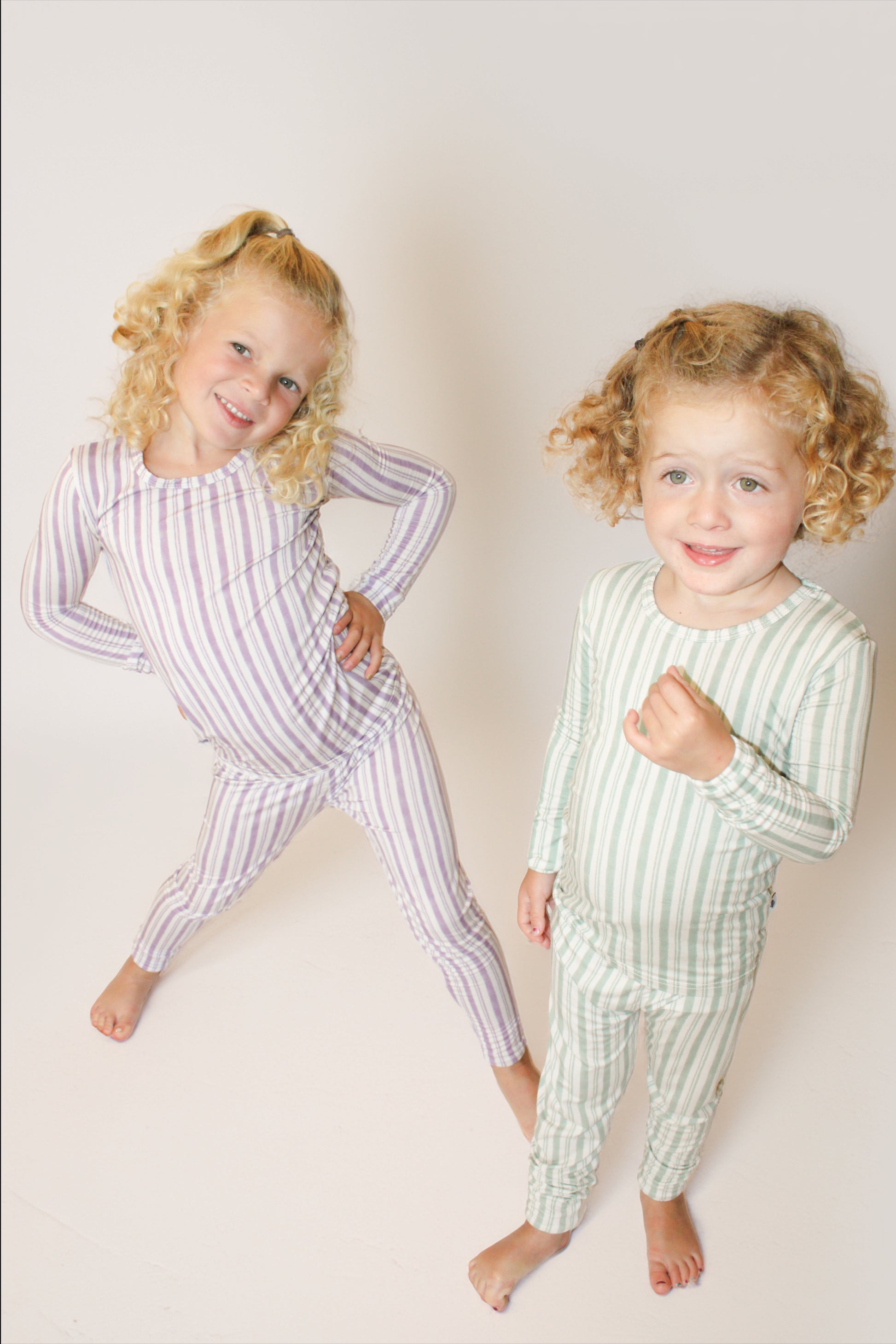 Shae & Palmer Studio Stripe Collection, bamboo toddler pajamas in Purple Haze. Ultra-soft, breathable two-piece pajama set for baby and toddler, perfect for cozy sleep and all-day play.