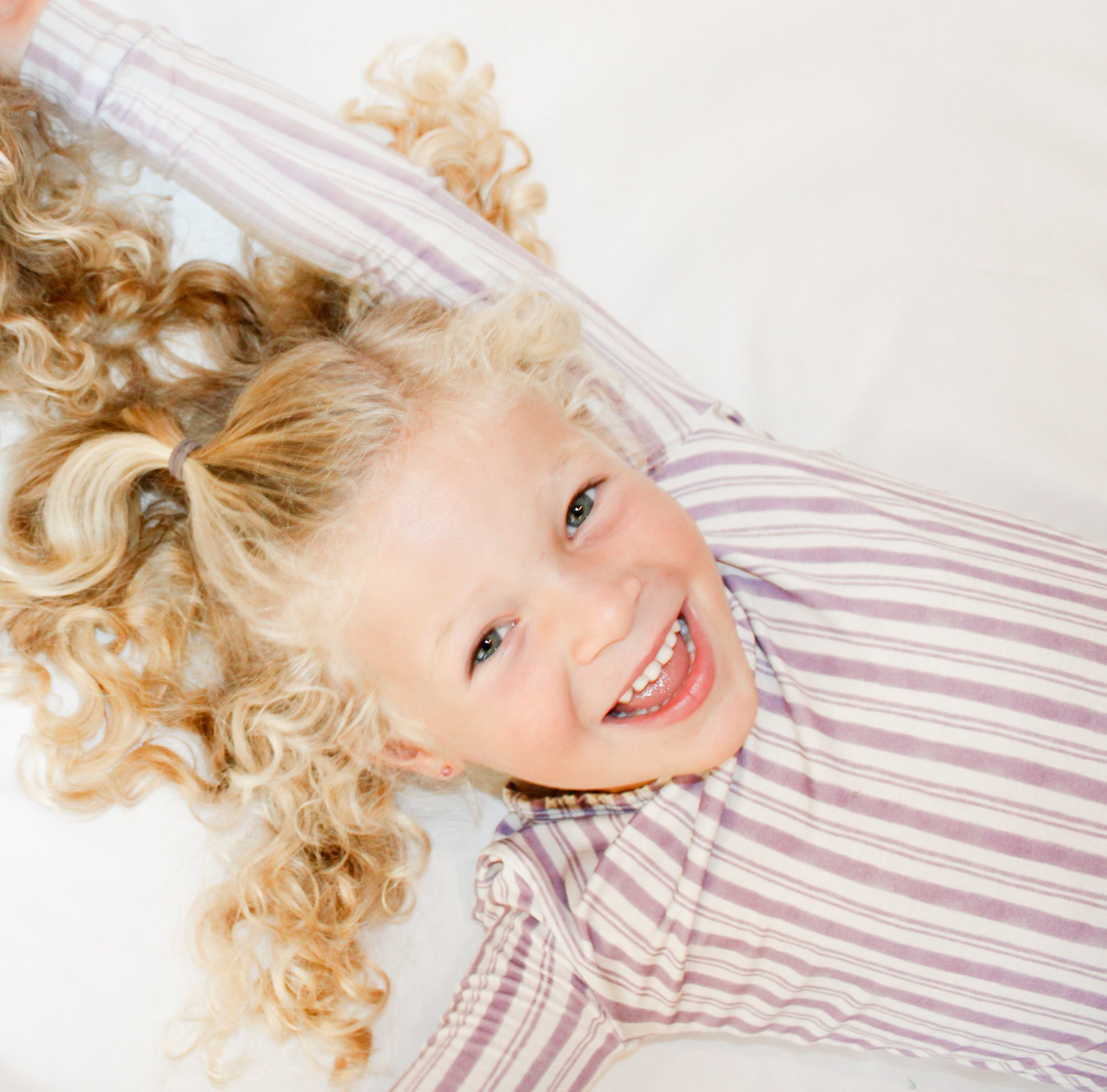 Shae & Palmer Studio Stripe Collection, bamboo Big KIds pajamas in Purple Haze. Ultra-soft, breathable two-piece pajama set for baby and toddler and big kids perfect for cozy sleep and all-day play.