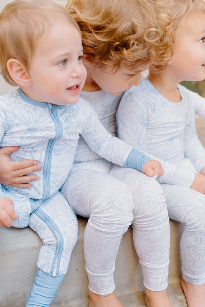 Shae & Palmer Tropical Bliss Collection - vibrant bamboo toddler pajamas in tropical floral print. Two-piece set for baby and toddler girls, ultra-soft, breathable, and perfect for summer sleep and play.