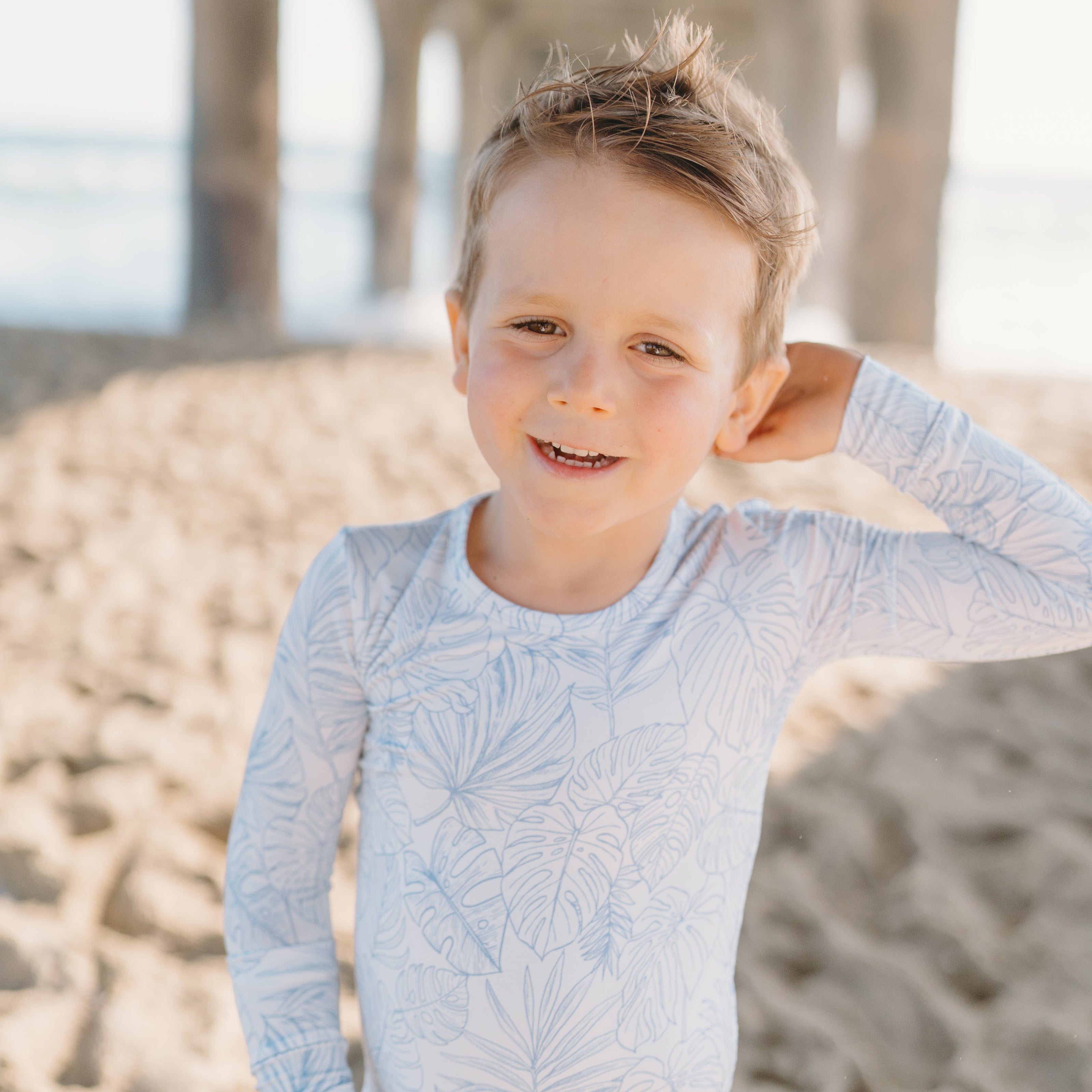 Shae & Palmer Tropical Bliss Collection - vibrant bamboo toddler pajamas in tropical floral print. Two-piece set for baby and toddler girls, ultra-soft, breathable, and perfect for summer sleep and play.