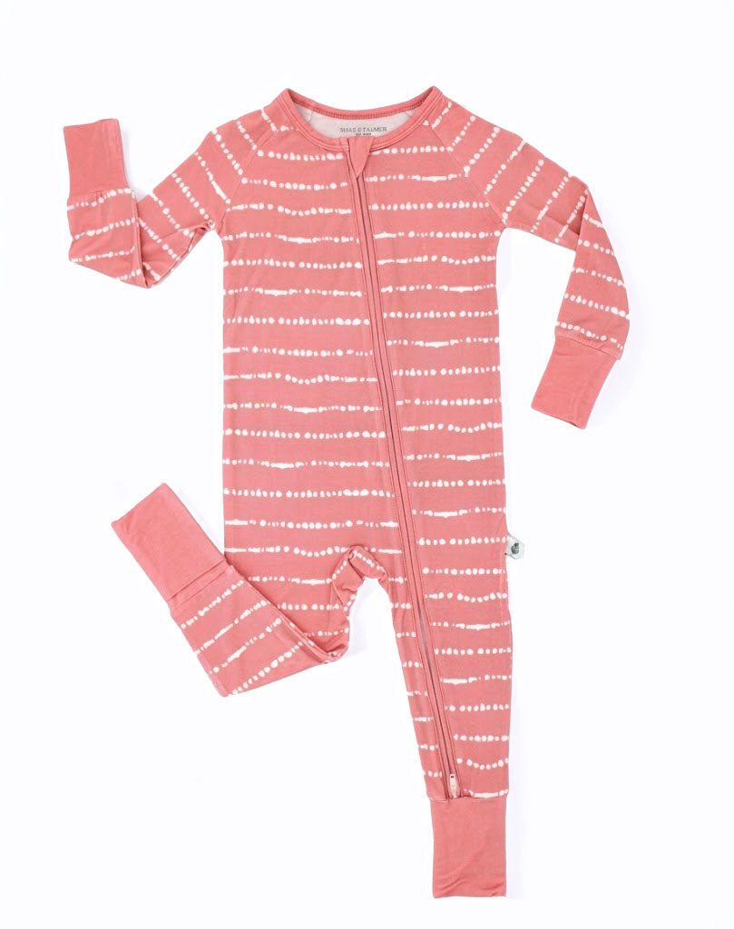 Watermelon Blush Stripe bamboo kids pajama set by Shae & Palmer featuring soft watermelon pink stripes on buttery-soft, breathable bamboo fabric.